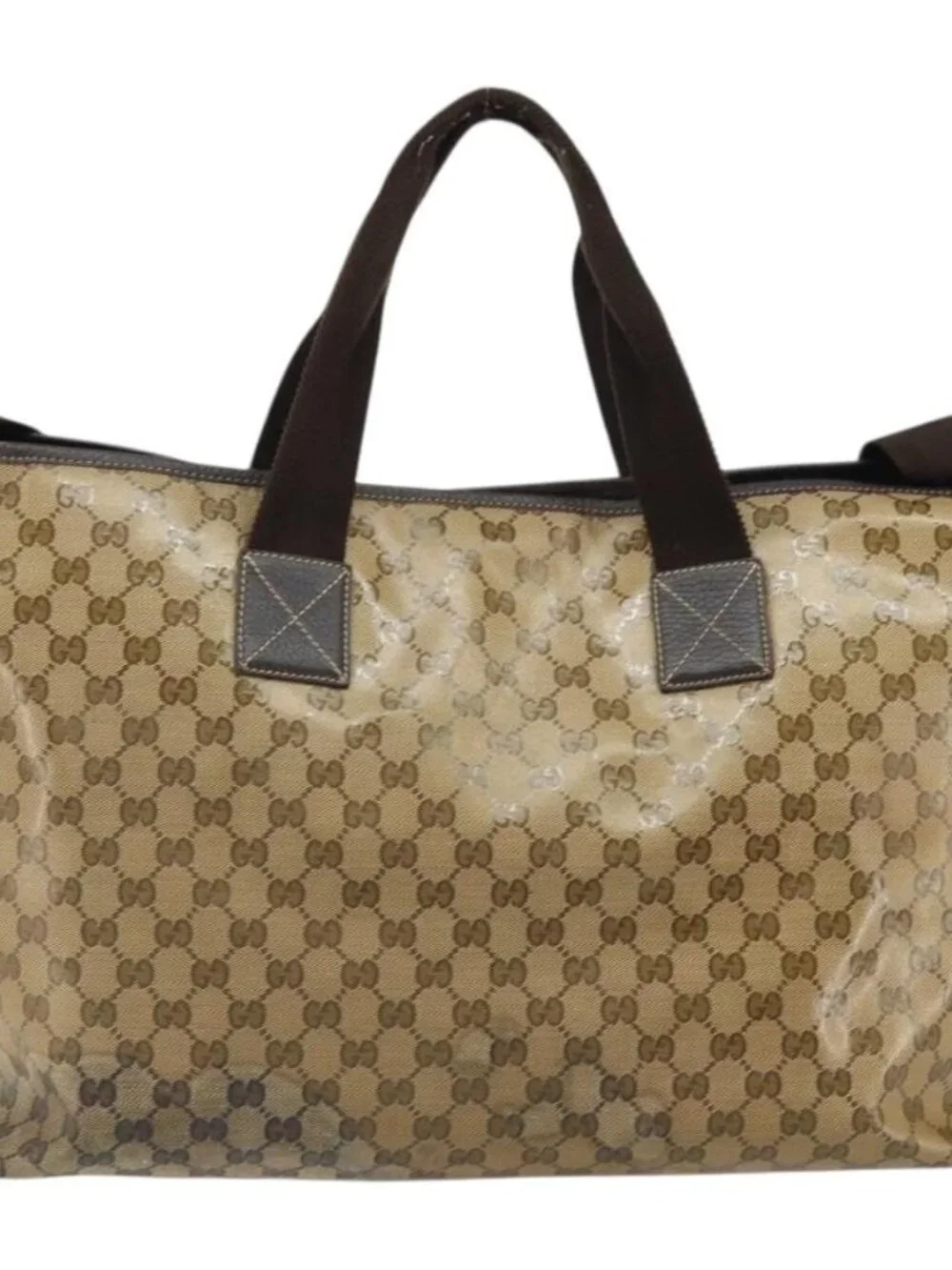 GUCCI GG Crystal Tote Bag Coated Canvas Brown 257298 Auth 155244